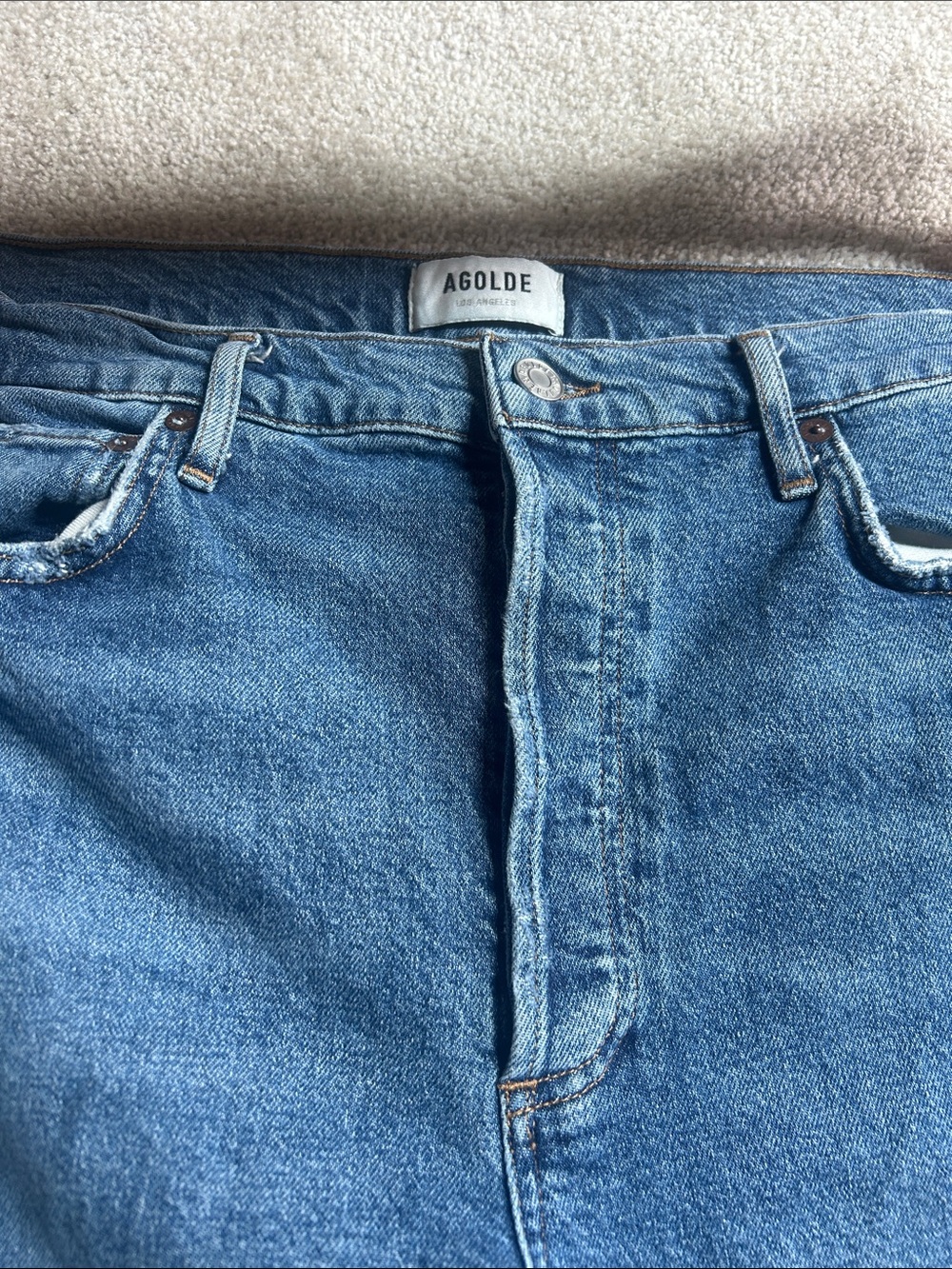 Agolde Women’s Riley Crop  Light Blue Relaxed Jeans